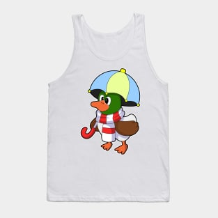 Duck at Raining with Umbrella Tank Top